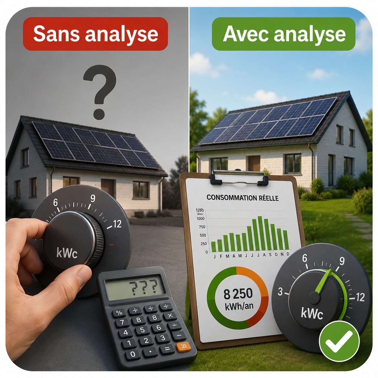 Analyse de la consommation solaire réelle avant dimensionnement photovoltaïque
