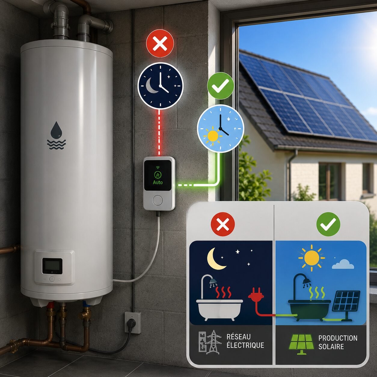 Pilotage du chauffe-eau pour améliorer l’autoconsommation solaire