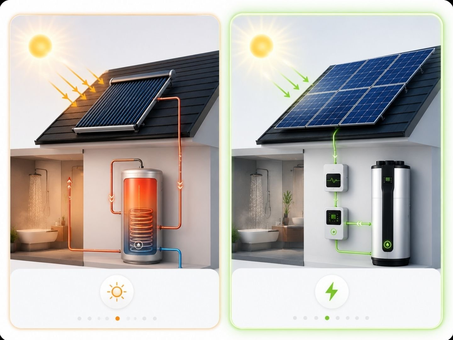 Différence entre panneaux solaires thermiques et panneaux photovoltaïques pour produire l’eau chaude