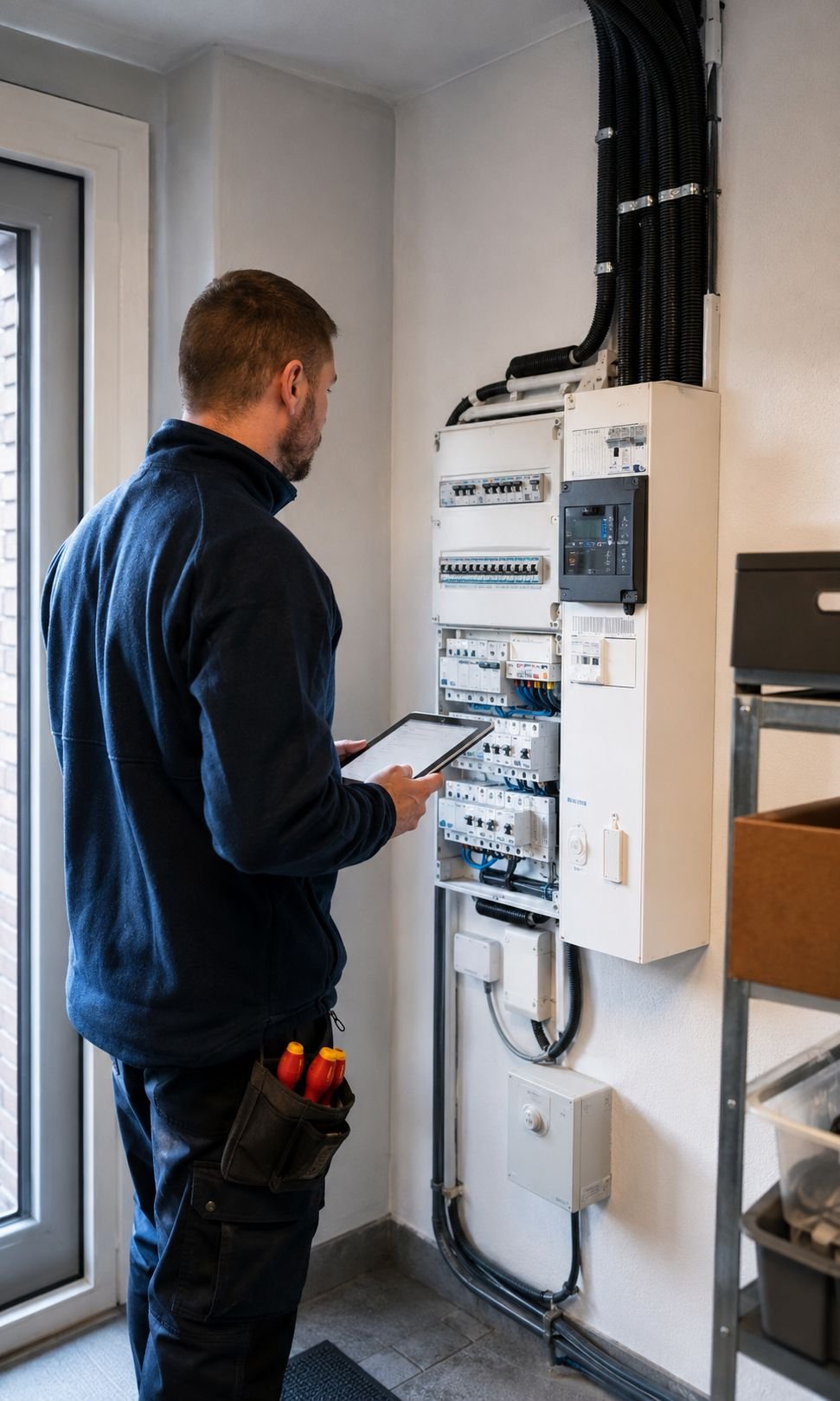 Contrôle du coffret électrique et du passage de câble avant dimensionnement photovoltaïque en Alsace