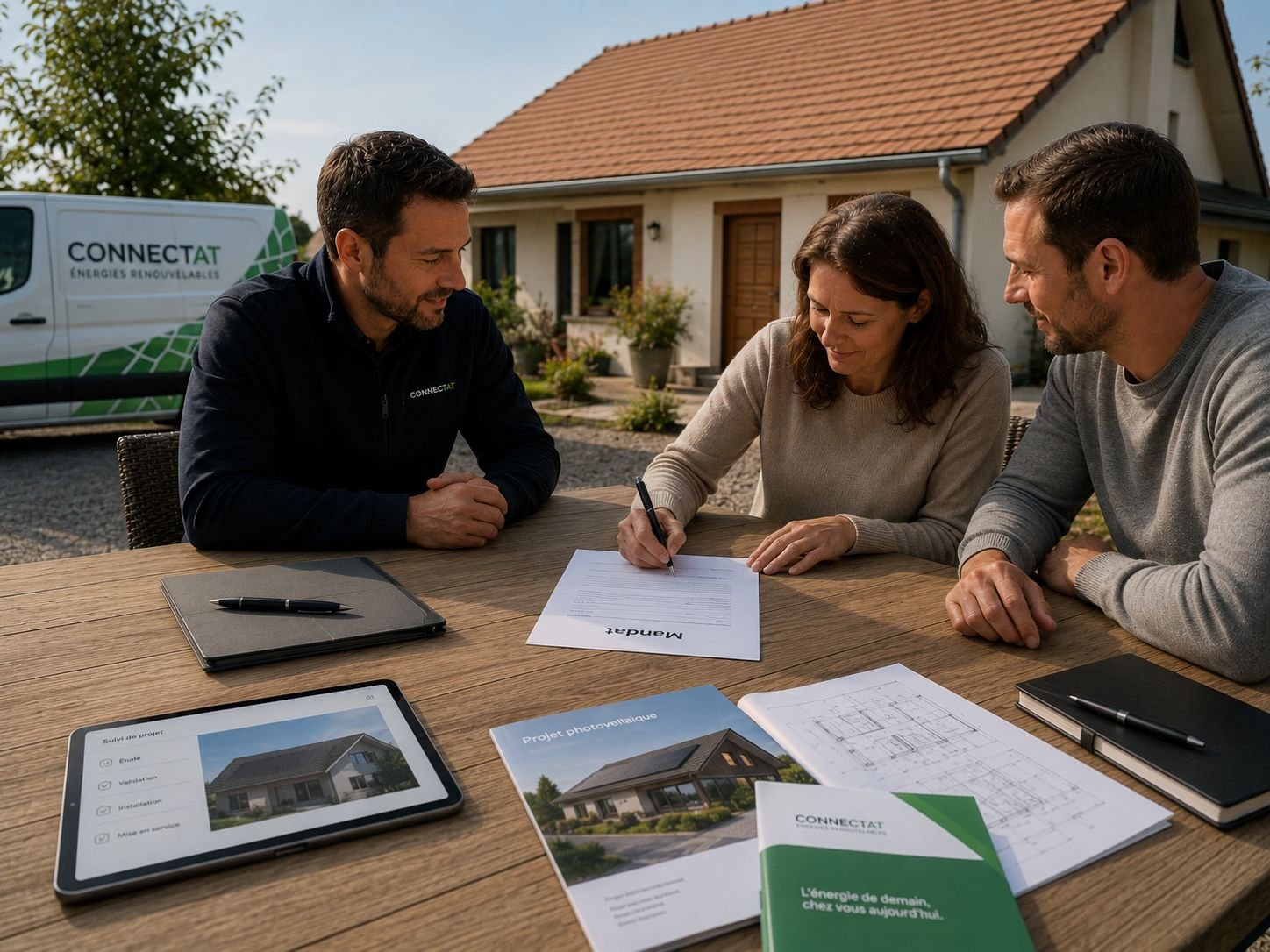 Signature d’un mandat pour les démarches administratives photovoltaïques avec CONNECTAT en Alsace
