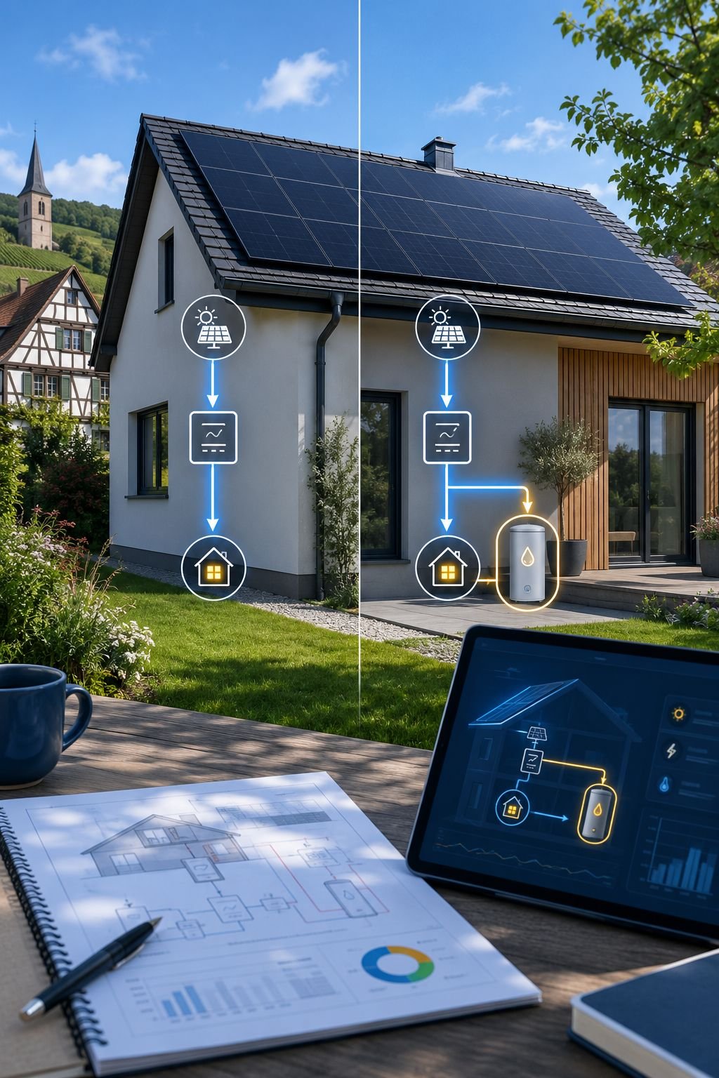 Différence entre installation photovoltaïque seule et production d’eau chaude sanitaire pilotée pour un dossier éco-PTZ en Alsace